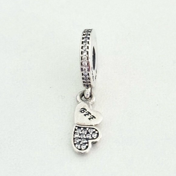 Pandora BFF Best Friends Forever CZ Sparkly Hearts Dangle Bead Charm - Picture 1 of 6